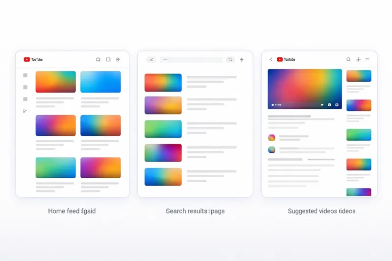 YouTube thumbnail size display locations showing how thumbnails appear in home feed search results suggested sidebar and channel page